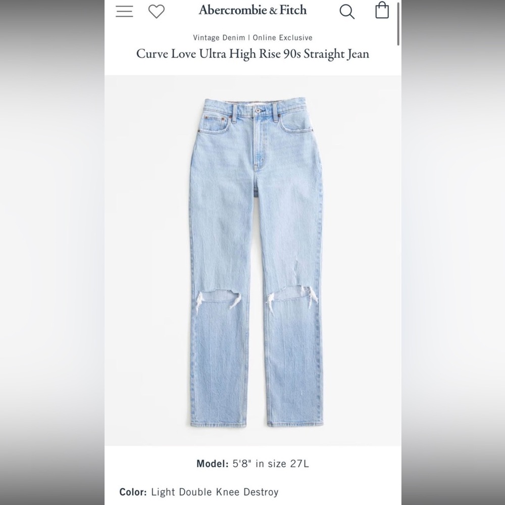 Abercrombie & Fitch Blue Straight Leg Jeans Vintage Wash
